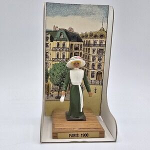 Vtg Paris 1900 Metal Figurine Figure Miniature Woman In Packaging